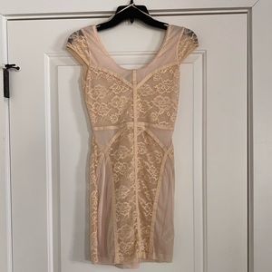 Peach Lace H&M Fitted Mini Dress